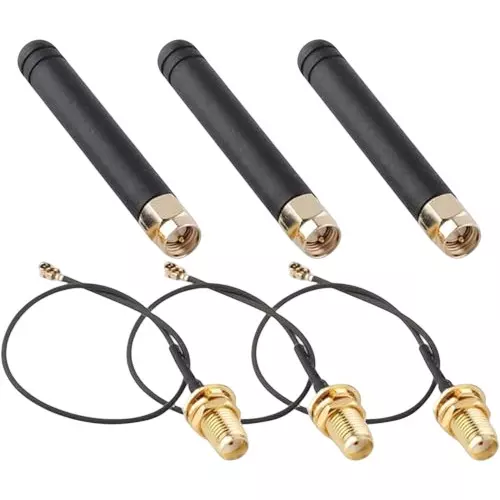 NBR GSM/WiFi Rubber Duck Antenna with SMA Female to U.FL/IPEX 15 cm RF Cable 5 GHz 2.5 dbi Gain (Pack of 3)