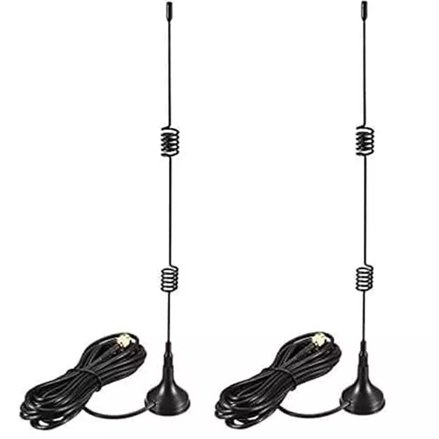GENERIC Double Spring Antenna 7 dBi Gain with Magnetic Base & 3 m RG-174 Extension Cable (Pack of 2 Pcs)