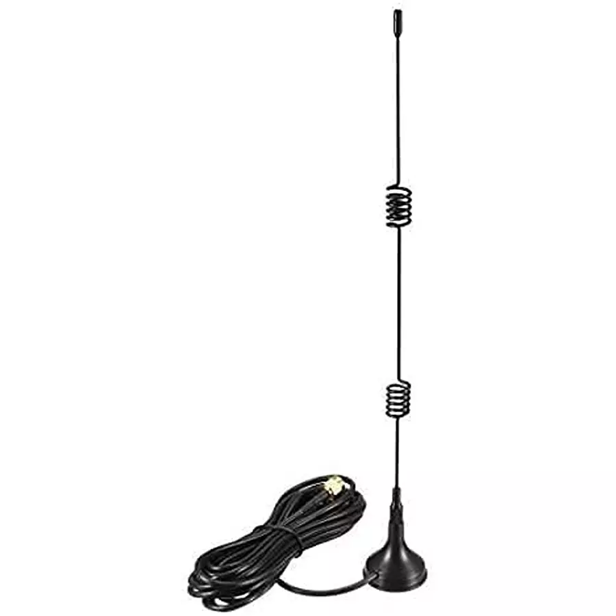 GENERIC Double Spring Antenna Plastic 7 dBi Gain Up to 274 m (900 ft) Maximum Range with Magnetic Stand Base & Extension Cable, Black