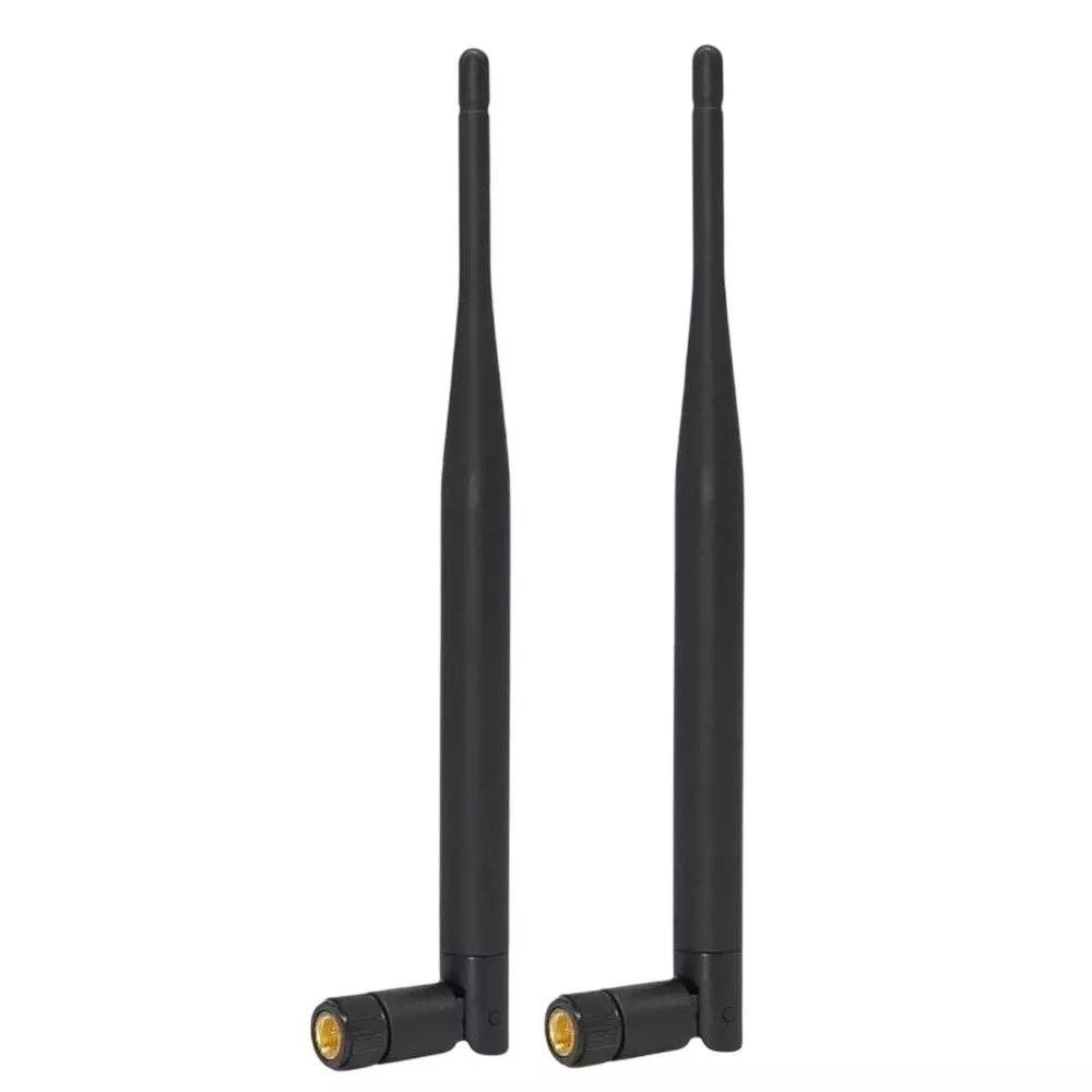 GENERIC Whip Rubber Duck Antenna 5 dBi Gain with SMA Male Connector, Black (Pack of 2)