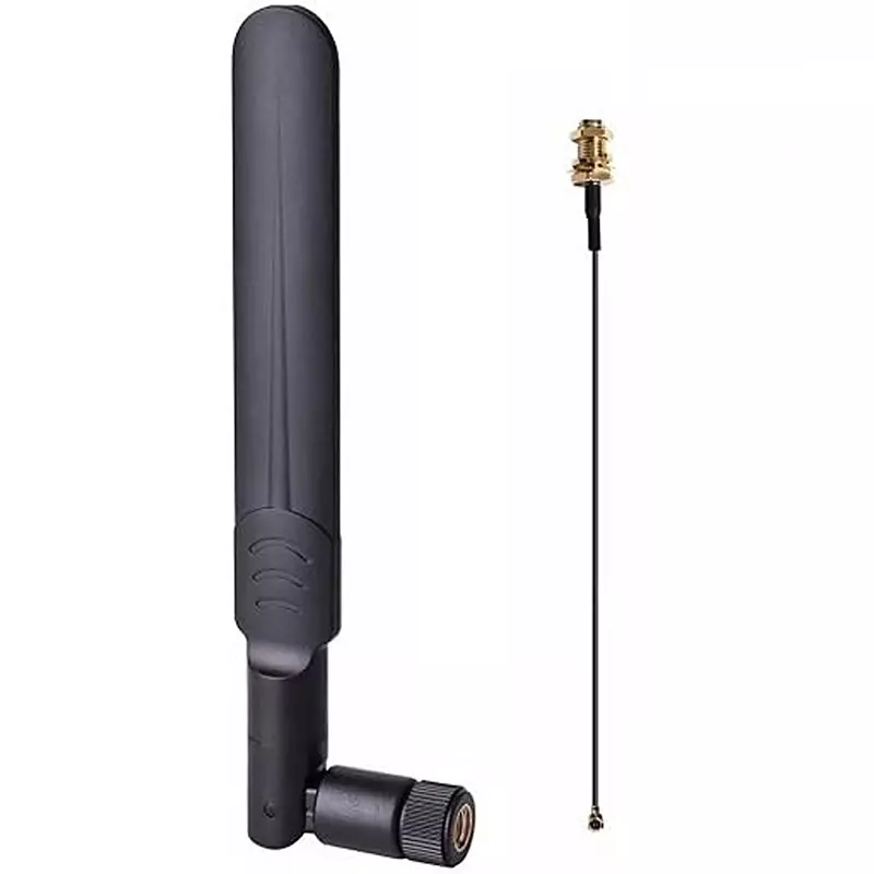 GENERIC WA013 Whip Rubber Duck Antenna RP-SMA Male Connector 2.4-5.8 GHz Frequency with 30 cm UFL/IPEX Cable CA0023