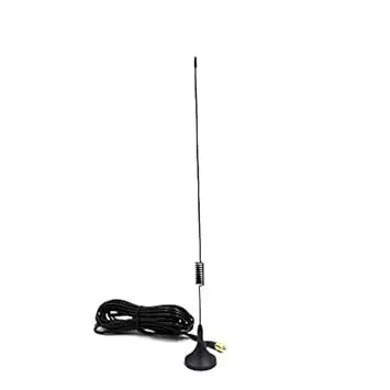 NBR Small Suction Cup Antenna 5 dBi Gain 274 m (900 Ft) Maximum Range with 433 MHz Magnetic Base & 3 m RG-174 SMA Male Cable, Black