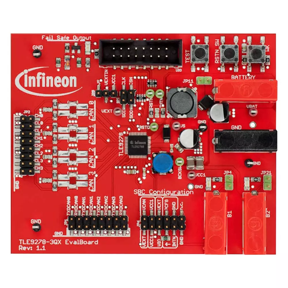 Infineon Demo Board Demonstration Board TLE9278-3 BQX V33 Kit Contents, MULTICANSBCV33BOARDTOBO1