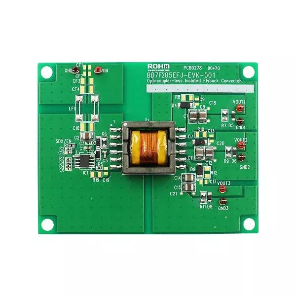ROHM Evaluation Board Isolated Flyback Converter Application Sub Type, BD7F205EFJ-EVK-001