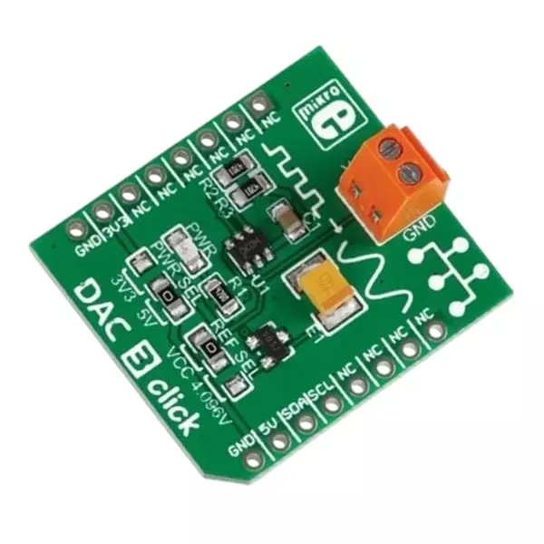 MIKROELEKTRONIKA DAC Add-On Board 3.3 & 5 V, MIKROE-2038