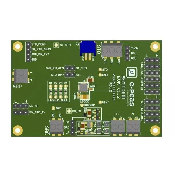 e-peas Evaluation Boards Energy Harvesting 140 mV to 4.5 V Input Voltage, EVK00300