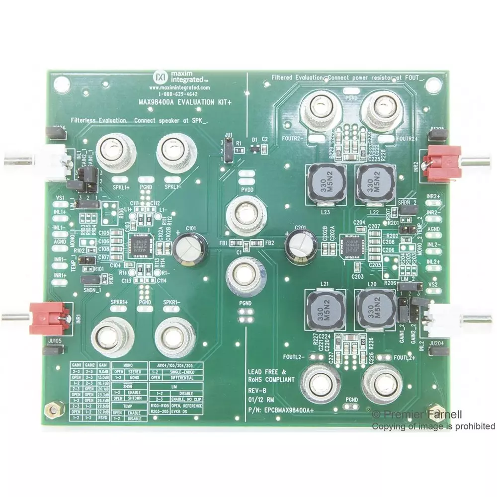 ANALOG DEVICES Audio / Video Development Kits EVAL BRD, CLASS D AUDIO POWER AMPLIFIER, MAX98400AEVKIT+