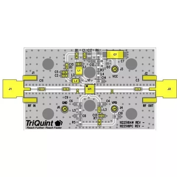 Qorvo RF Amplifier Evaluation Board 1.8 GHz to 2.2 GHz Frequency, TQP9109-PCB2140