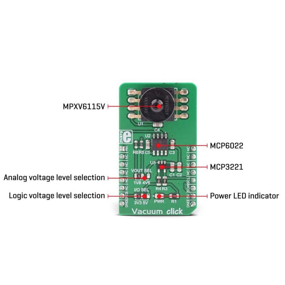 MIKROELEKTRONIKA Vacuum Click Board M (42.9x25.4 mm) 24 g, MIKROE-3195