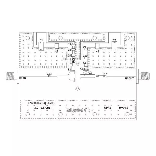 Qorvo RF Transistor Evaluation Board 3 GHz to 3.5 GHz Frequency, T2G6000528-Q3EVB3