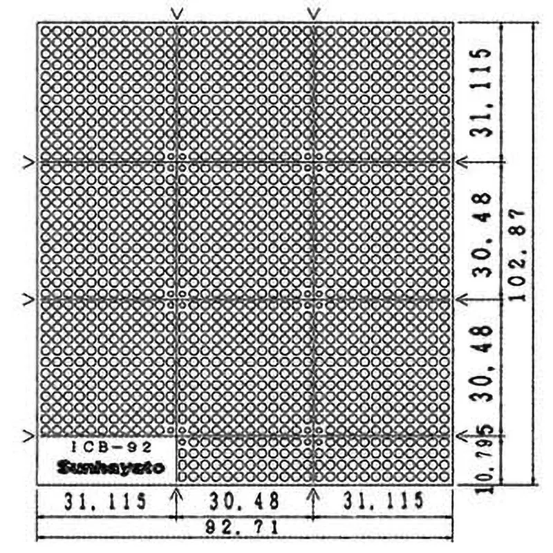 sunhayato-universal-board-254-mm-cell-spacing-9271-x10287-mm-circuit-board-dimensions-length-x-width-icb-92