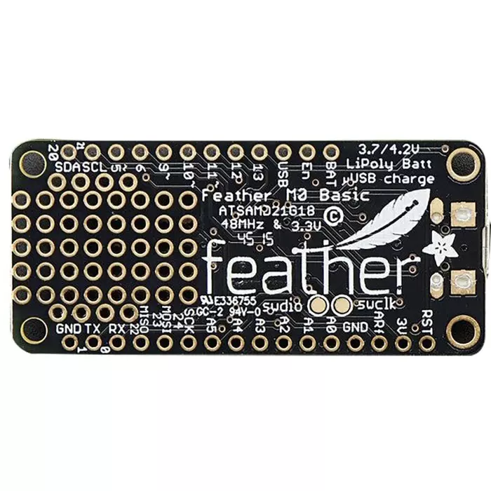 ADAFRUIT INDUSTRIES Feather M0 Basic Proto Development Board MCU, ATSAMD21G18, ARM Cortex-M0, 2772