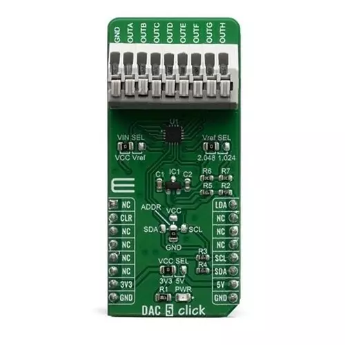 MIKROELEKTRONIKA DAC Add-On Board 3.3 & 5 V, MIKROE-3712