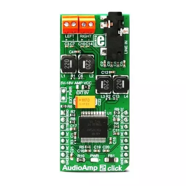 MIKROELEKTRONIKA Audio Amplifier Add-On Board 3.3 V, 5 V, MIKROE-3077