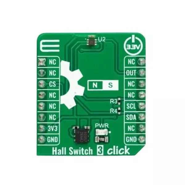 MIKROELEKTRONIKA Hall Switch 3 Click Add-On Board 3.3 V Operating Supply Voltage, MIKROE-6017