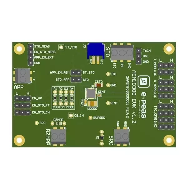 e-peas Evaluation Boards Energy Harvesting 100 mV to 4.5 V Input Voltage, EVK10300