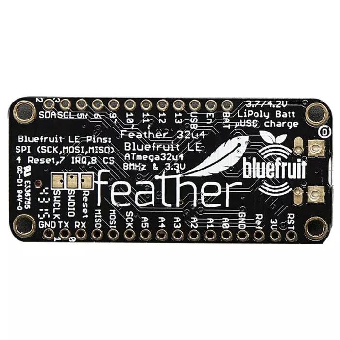 ADAFRUIT INDUSTRIES Feather 32u4 Bluefruit LE MCU Development Board, 2829