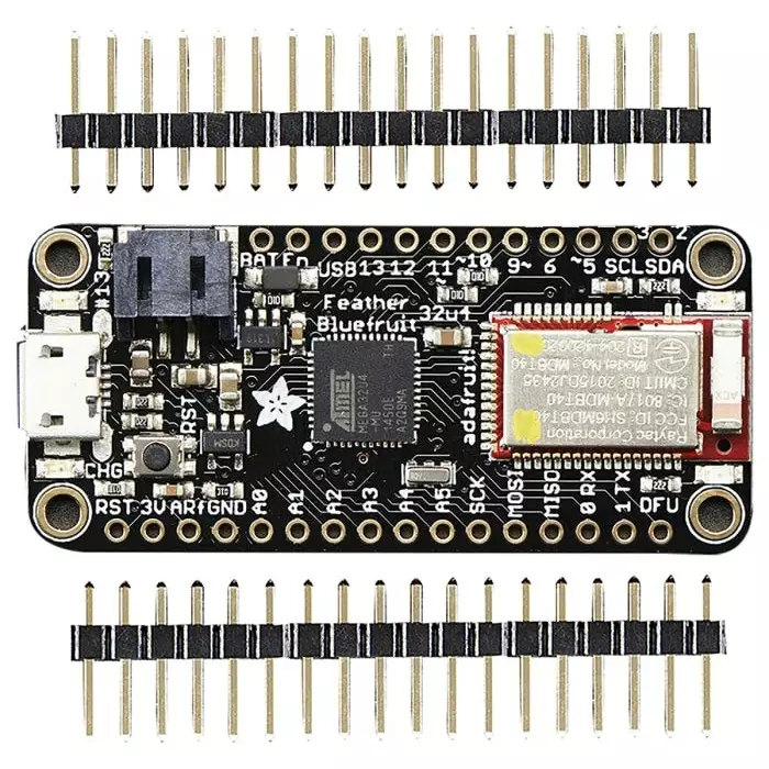 ADAFRUIT INDUSTRIES Feather 32u4 Bluefruit LE MCU Development Board, 2829