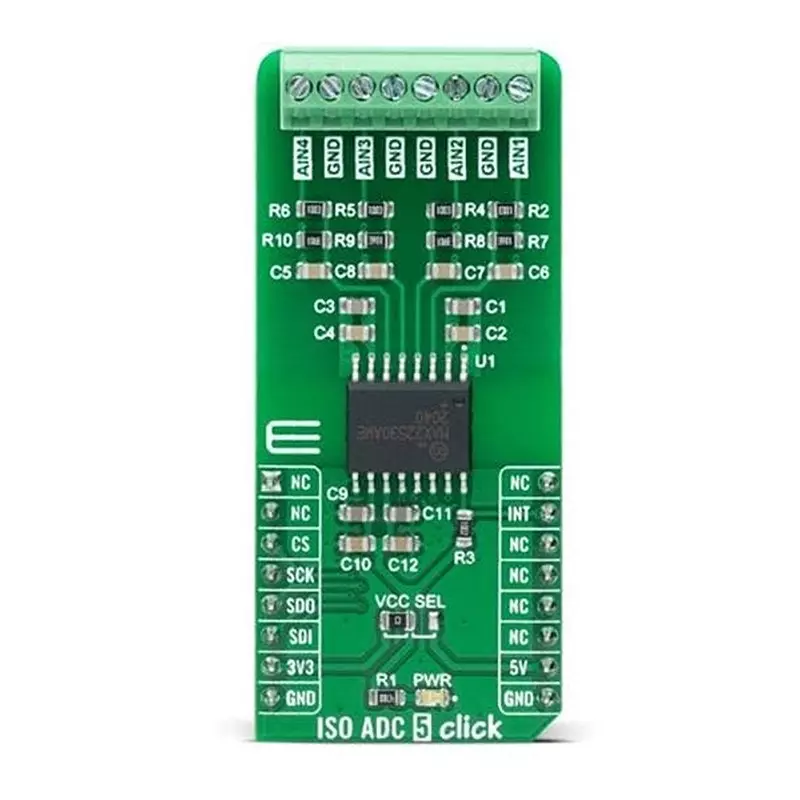 MIKROELEKTRONIKA ADC Add-On Board 3.3 to 5 V, MIKROE-4758