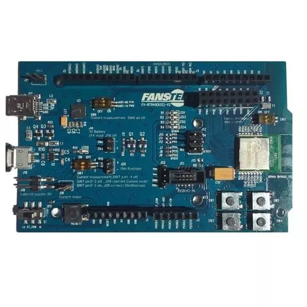 Fanstel Evaluation Board 1.7 to 3.6 V Operating Supply Voltage 2.4 GHz, EV-BT832AF