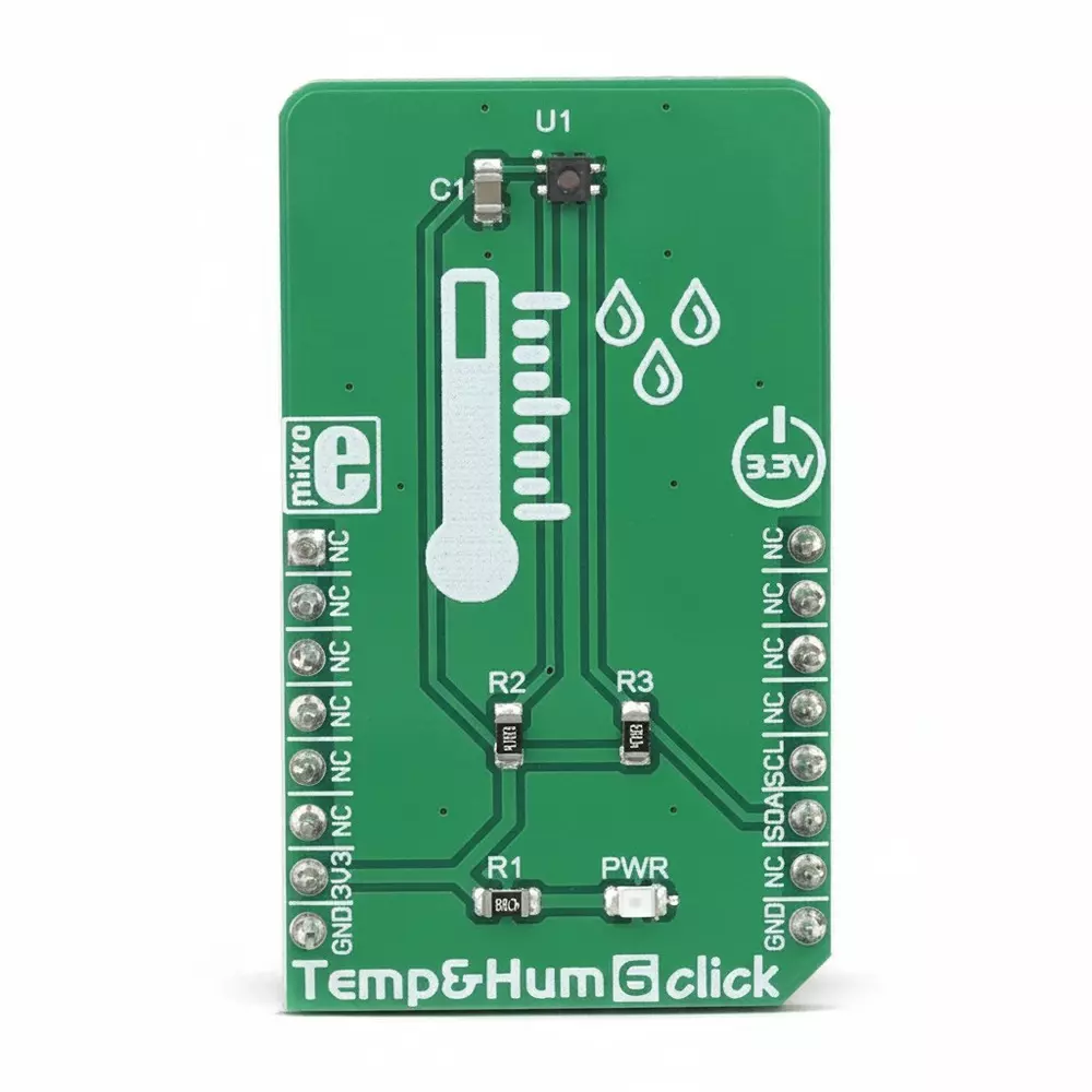 MIKROELEKTRONIKA Humidity & Temperature Sensor Add-On Board 3.3 V Operating Supply Voltage, MIKROE-3270