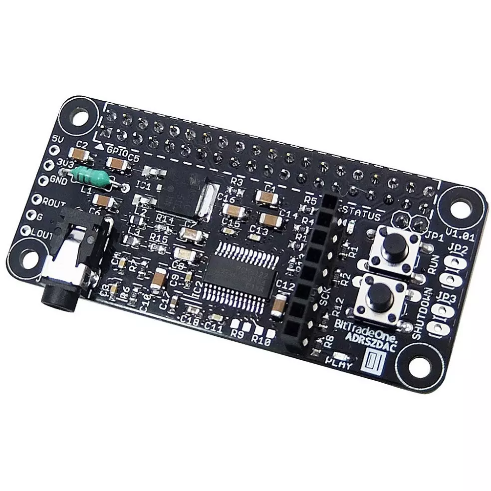 Bit Trade One Expansion Board Raspberry Pi Zero v1.3 / W / WH (GPIO pin header soldering is required for v1.3 and W) Raspberry Pi 2/3, ADRSZDAC
