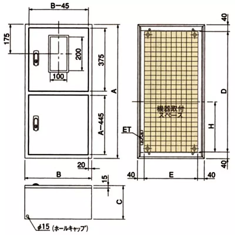 Naigai Energering Panel Cabinet 1000x400x200 mm One-Sided Door, CMFK1040C1