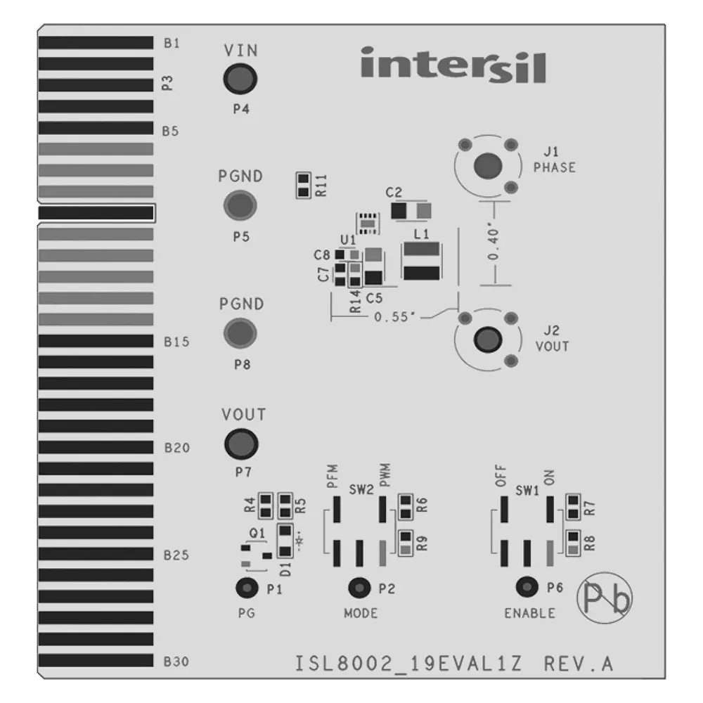 RENESAS Evaluation Board for Synchronous Buck Regulator, ISL80019EVAL1Z