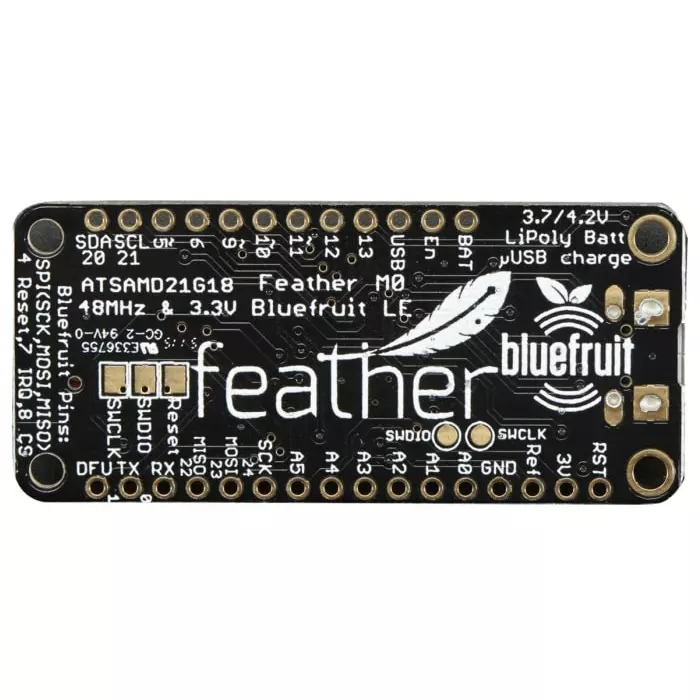 ADAFRUIT INDUSTRIES Feather M0 Bluefruit LE MCU Development Board, 2995