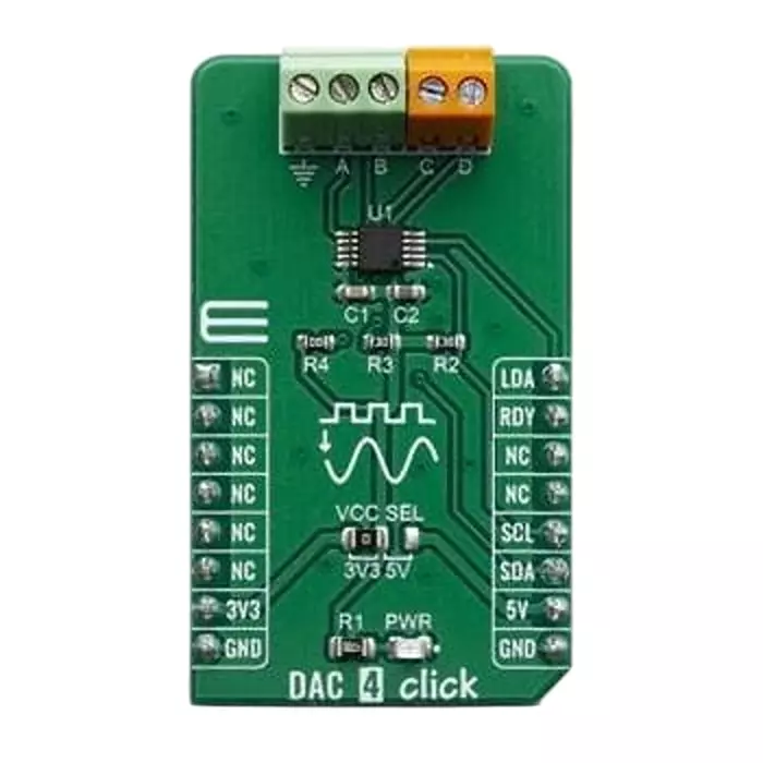 MIKROELEKTRONIKA DAC Add-On Board 3.3 & 5 V, MIKROE-3707