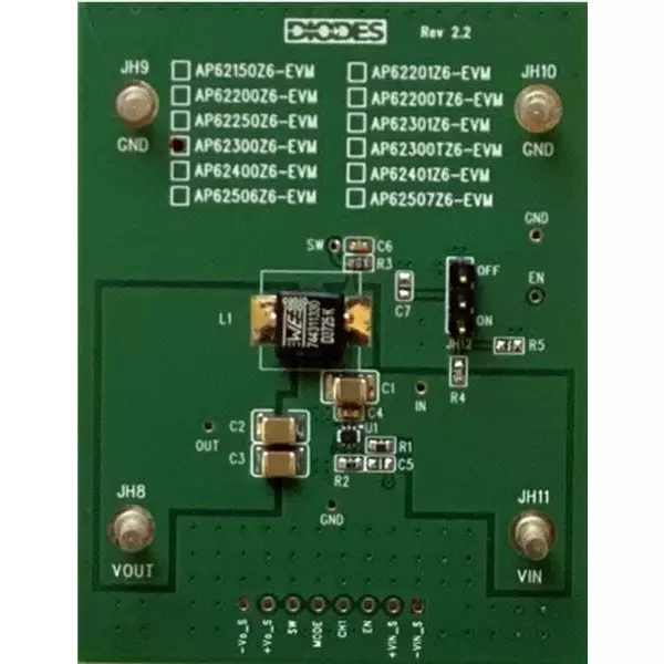 DIODES INC Voltage Regulator Evaluation Board 4.2 to 18 V Input Voltage 800 mV to 7 V Output Voltage AP62300Z6-EVM