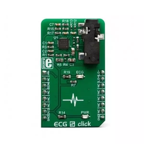 MIKROELEKTRONIKA ECG, Biometric Sensor Add-On Board 3.3 V Operating Supply Voltage, MIKROE-3446