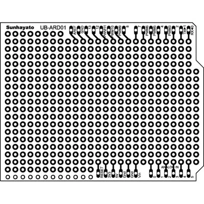 Sunhayato Universal Board 2.54 mm Cell Spacing 53.34 x68.58 mm Circuit Board Dimensions, Length X Width, UB-ARD01WH
