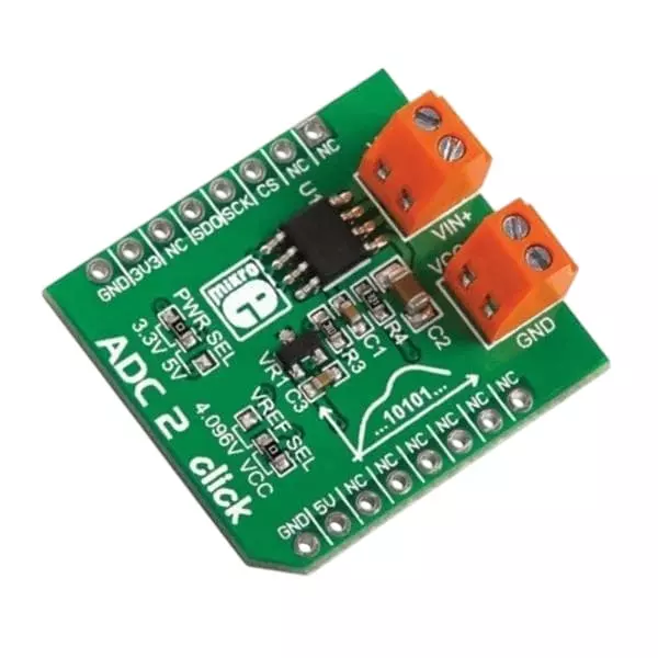 MIKROELEKTRONIKA ADC Add-On Board 3.3 & 5 V, MIKROE-1893