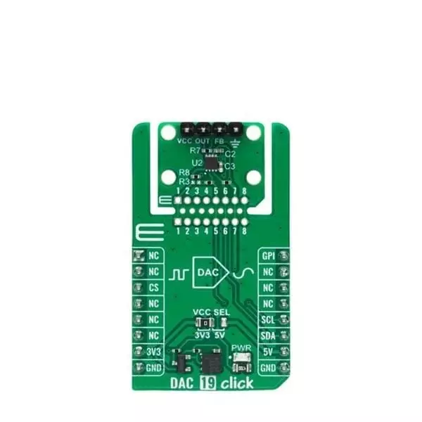 MIKROELEKTRONIKA Voltage Output Application Add-On Board 3.3 V, MIKROE-6406