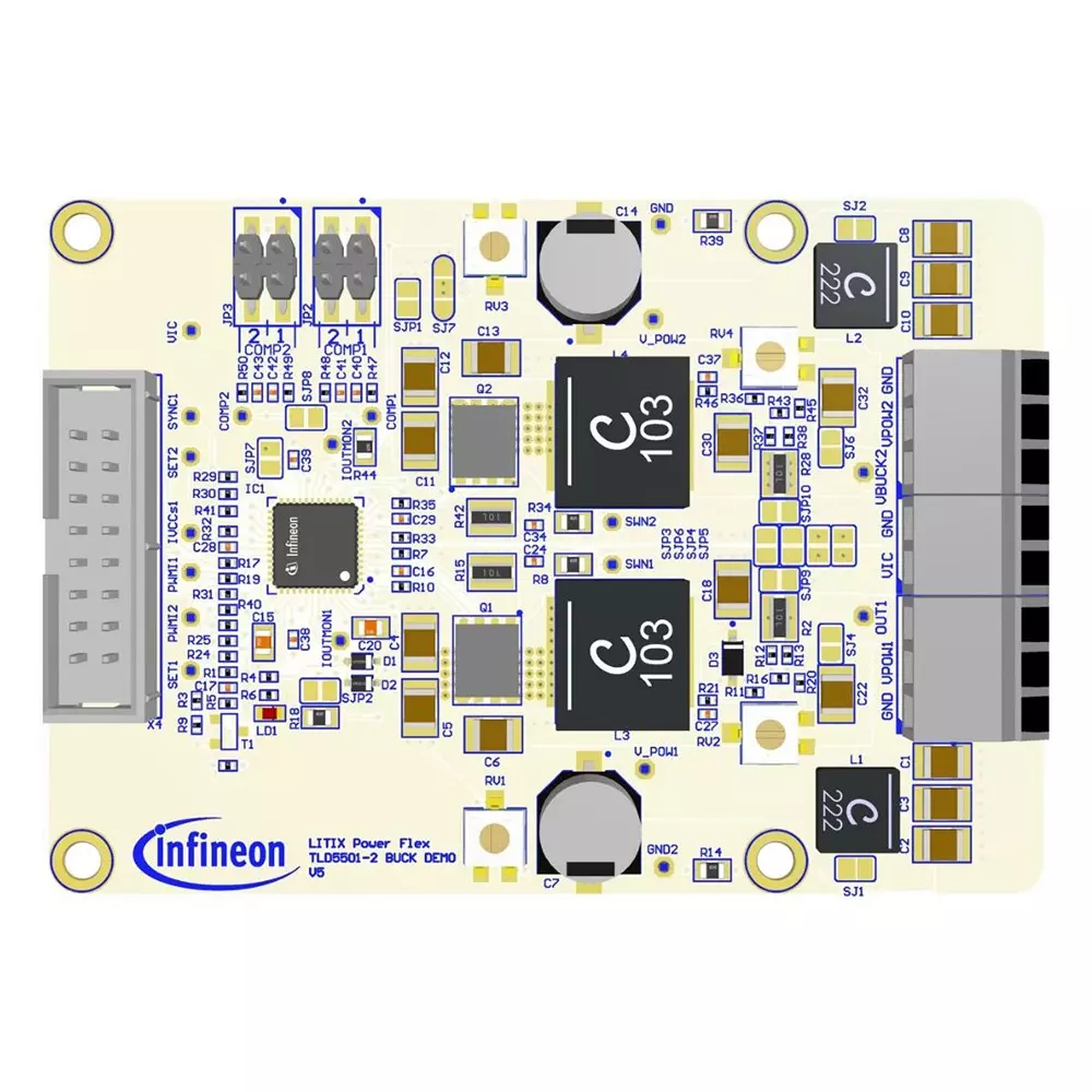 Infineon Evaluation Board for Synchronous Buck DC-DC Controller, TLD55012BUCKDEMOTOBO1