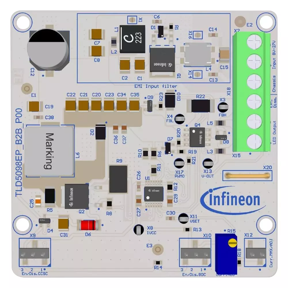 Infineon Evaluation Board 1 Output 1 Amp, TLD5098EPB2BEVALKITTOBO1