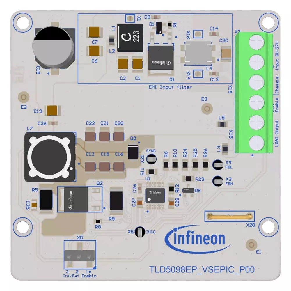 Infineon Evaluation Board 1 Output 1 Amp, TLD5098EPVSEPICTOBO1