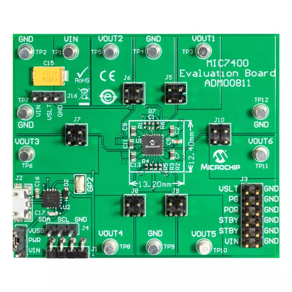 MICROCHIP Evaluation Board for Synchronous Buck & Boost Programmable Regulator, ADM00811