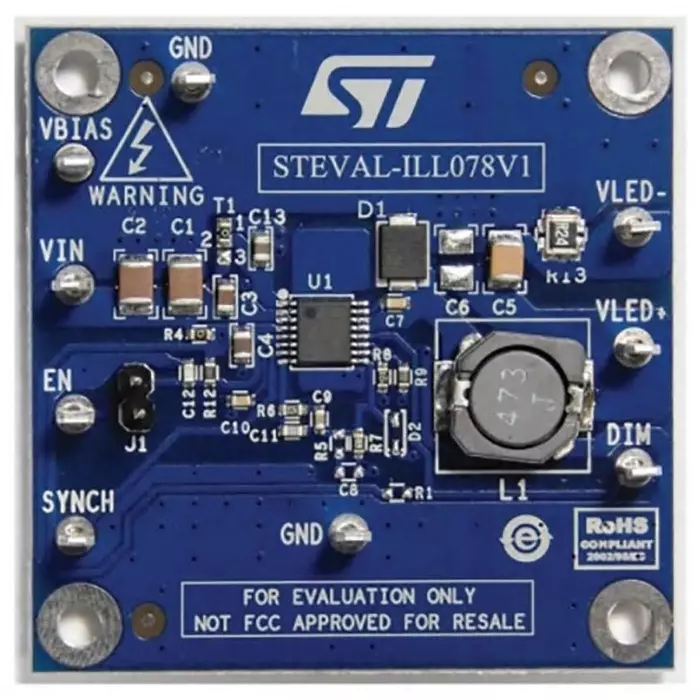 STMicroelectronics LED Driver Evaluation Board for Ceramic Output Capacitors, STEVAL-ILL078V1