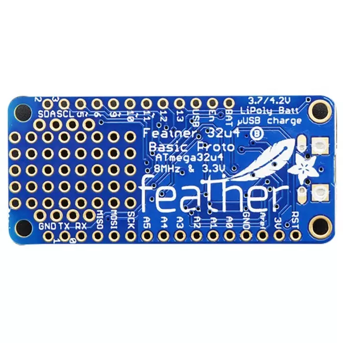 ADAFRUIT INDUSTRIES Feather 32u4 Basic Proto Development Board MCU, ATmega32u4, 2771