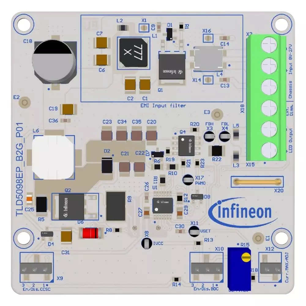 Infineon Evaluation Board 1 Output 350 mA, TLD5098EPB2GEVALKITTOBO1