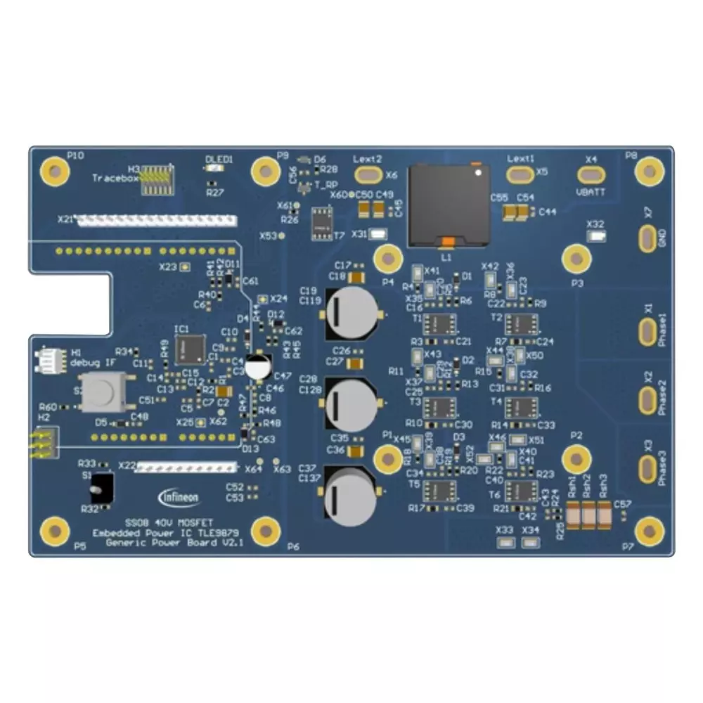 Infineon Evaluation Board for 3 Phase BLDC Motor Drive (SoC), MOSGENERICPOWBOARDTOBO1