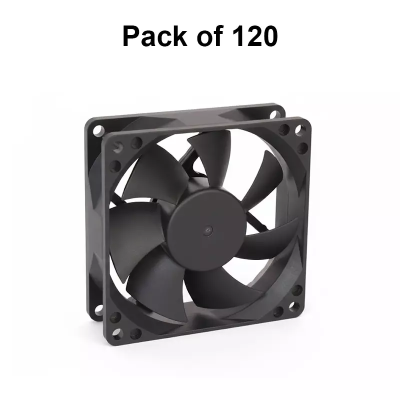 Clasiair 12 V DC Brushless Fan Sleeve Bearing 1.2 W Power 3 Inch (7.62 cm) Size Black for Industrial Use, CA-80 25 S12 V DC (Pack of 120 Pcs)