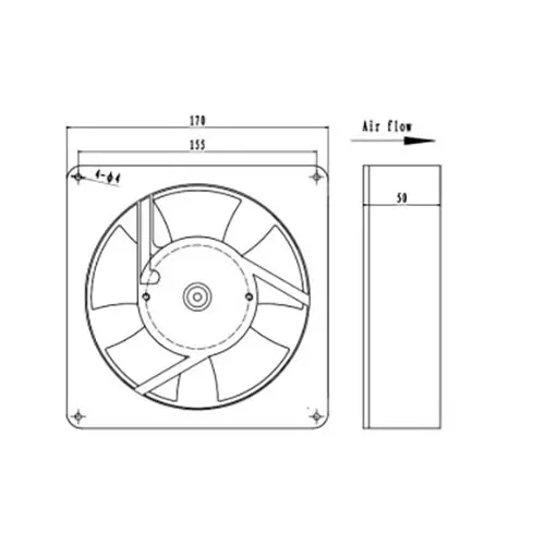 Trumaxx Instrument Cooling Fan 37/32 W 230 V 170 x 170 x 51 mm Size, tru-17051B (Round & Square)