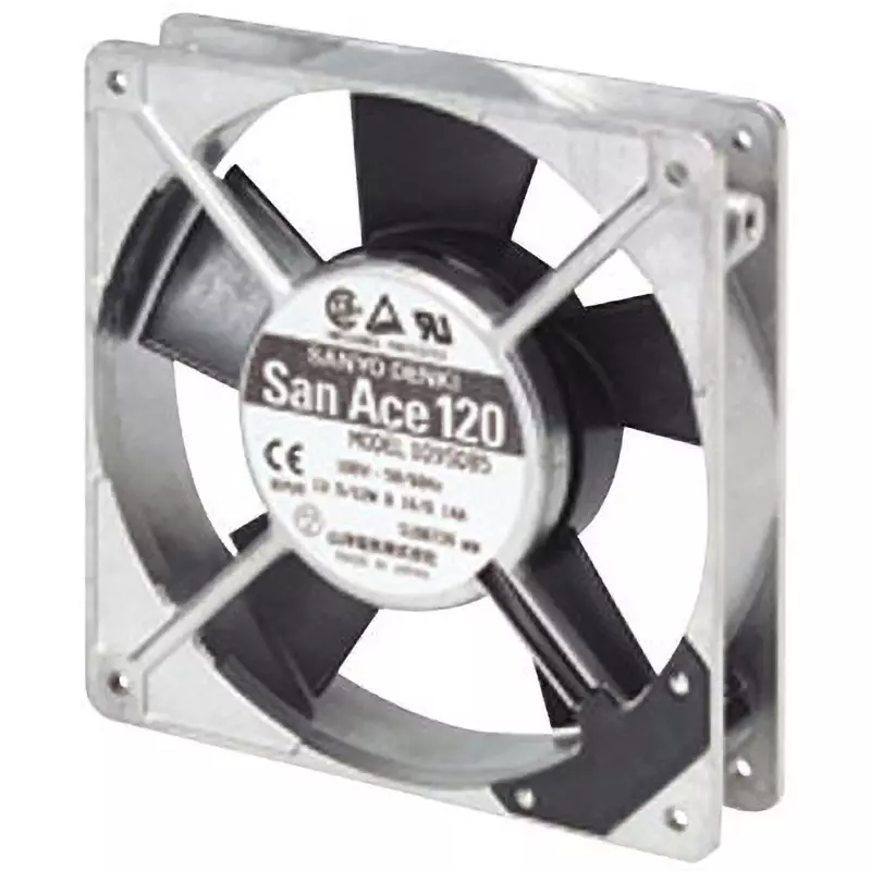 Sanyo Denki San Ace Ac Fan Motor Square AC200 V Input 25 mm Thickness, 109S088
