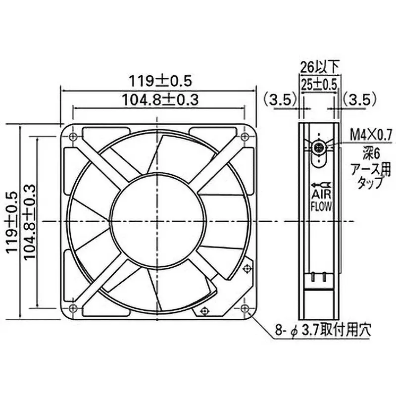 sanyo-denki-san-ace-ac-fan-motor-square-ac200-v-input-25-mm-thickness-109s088