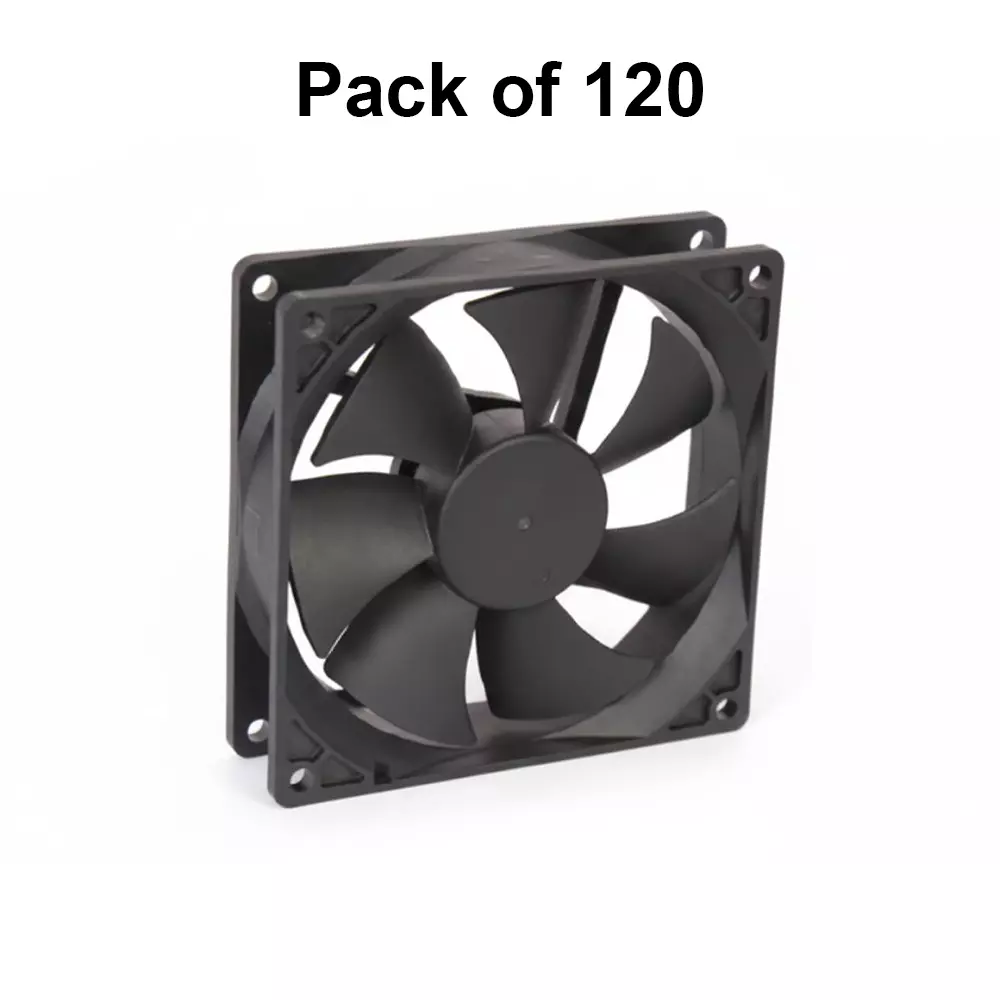Clasiair 12 V DC Brushless Fan Sleeve Bearing 1.44 W Power 3.5 Inch (8.89 cm) Size Black for Industrial Use, CA-92 25 S12 V DC (Pack of 120 Pcs)