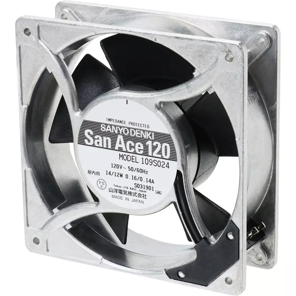 Sanyo Denki San Ace Ac Fan Motor Square AC120 V Input 38 mm Thickness, 109S024