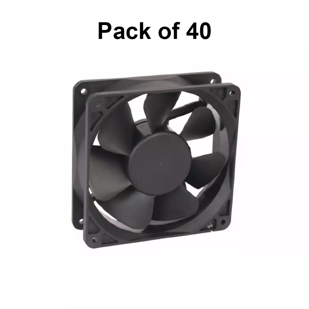 Clasiair 12 V DC Brushless Fan Sleeve Bearing 3.6 W Power 4 Inch (10.16 cm) Size Black for Industrial Use, CA-120 38 S12 V DC (Pack of 40 Pcs)